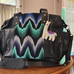 Nena & Co Convertible Day Bag - Black Leather + Huipil